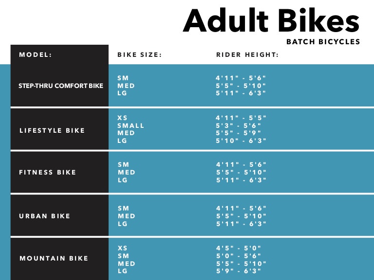 Adult Bike Size Chart